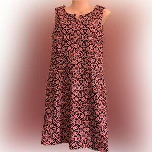 Talbots Petite SZ 6 Textured Floral Print Sleeveless Knee Length A-Line Dress